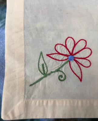 Crate & Barrel Pergola ONE Yellow Cloth Napkin Embroidered Flower 1 Napkin - Image 1 of 4