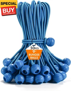 50 Pack Tarp Bungee with Balls, Heavy Duty Ball Bungee Cords, UV Resistant Canop - Picture 1 of 6