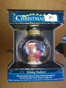 Christmas Eve Holiday Radiance Illuminated Glass Bulb Bear A+ Teacher Pre-Loved - Picture 1 of 6