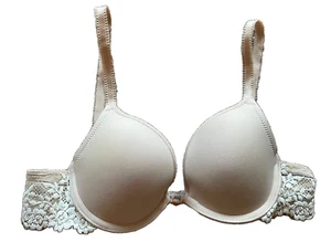 Wacoal 858191 push up bra 34A lace sides nude beige underwire - Picture 1 of 4