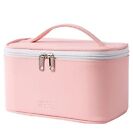 Leather Large Waterproof Cosmetic Zipper Bag for Women & Girls Pink Color