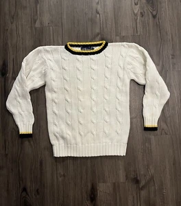 Vintage Women’s Ralph Lauren Sweater Cricket Cable Knit Tennis Varsity Medium - Picture 1 of 10