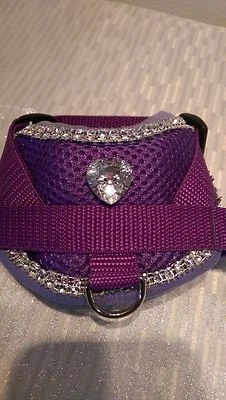Softgeschirr  Brustgeschirr Hundegeschirr  Halsband XS-M Welpen lila Glitzer - Bild 1 von 4