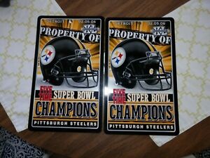 Pittsburgh Steelers Sign lot (2) Property of 12" x 7" Super Bowl XL New & Vtg
