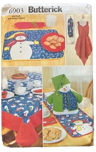 Butterick Pattern 6903/347 Snowman Doll Bag Holder Runner Cloth Mat Apron Uncut - Picture 1 of 6