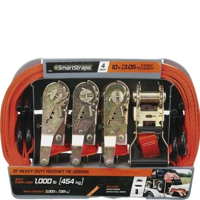 SmartStraps Ratchet Tie-Downs 1" x 10ft.  4 Pack, 3,000-Lb. - Image 1 of 3