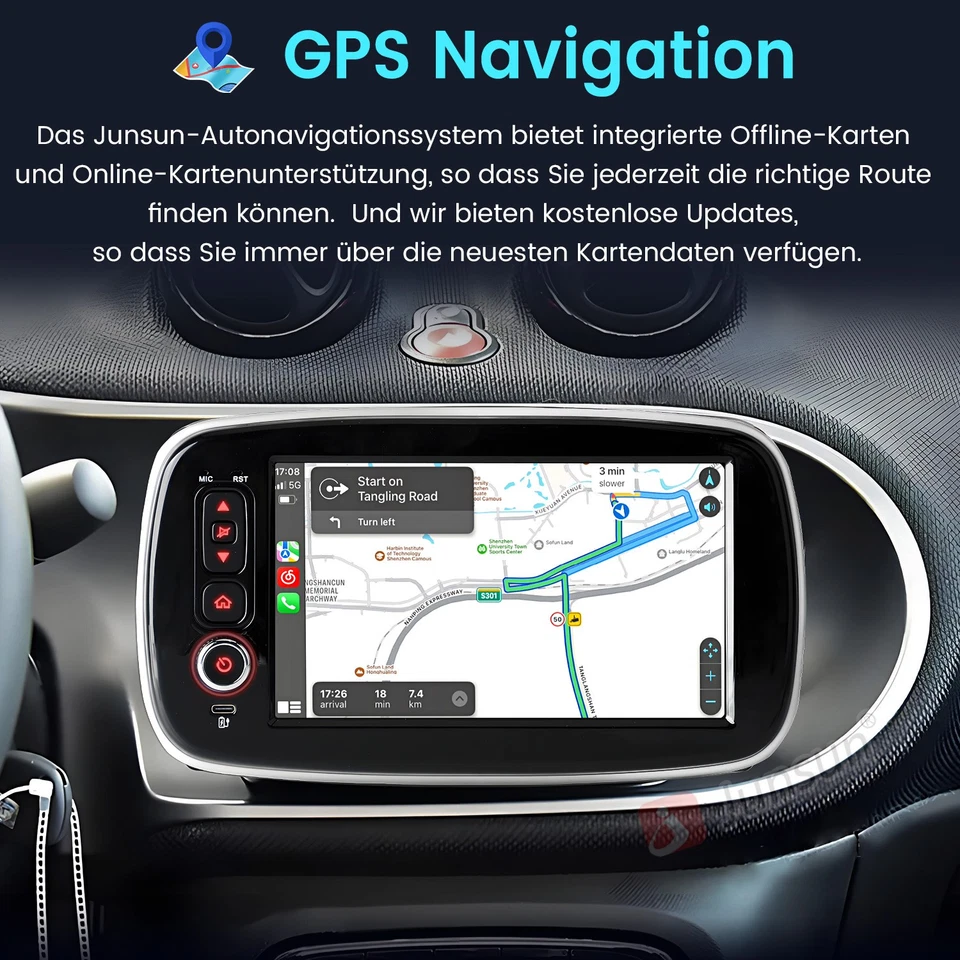 Für Mercedes Benz Smart Forfour Fortwo 453 Android Autoradio GPS BT Carplay - Bild 1 von 4