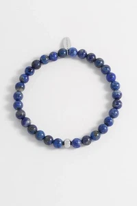 Brazalete de piedras preciosas de lapislázuli (6 mm) y cuentas de acero inoxidable - Bartlett para hombre - Imagen 1 de 2