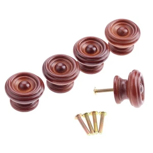 5Pcs Wooden Wardrobe Drawer Shoe Cabinet Handles Door Furniture Wood Pull Knobs - Picture 1 of 11