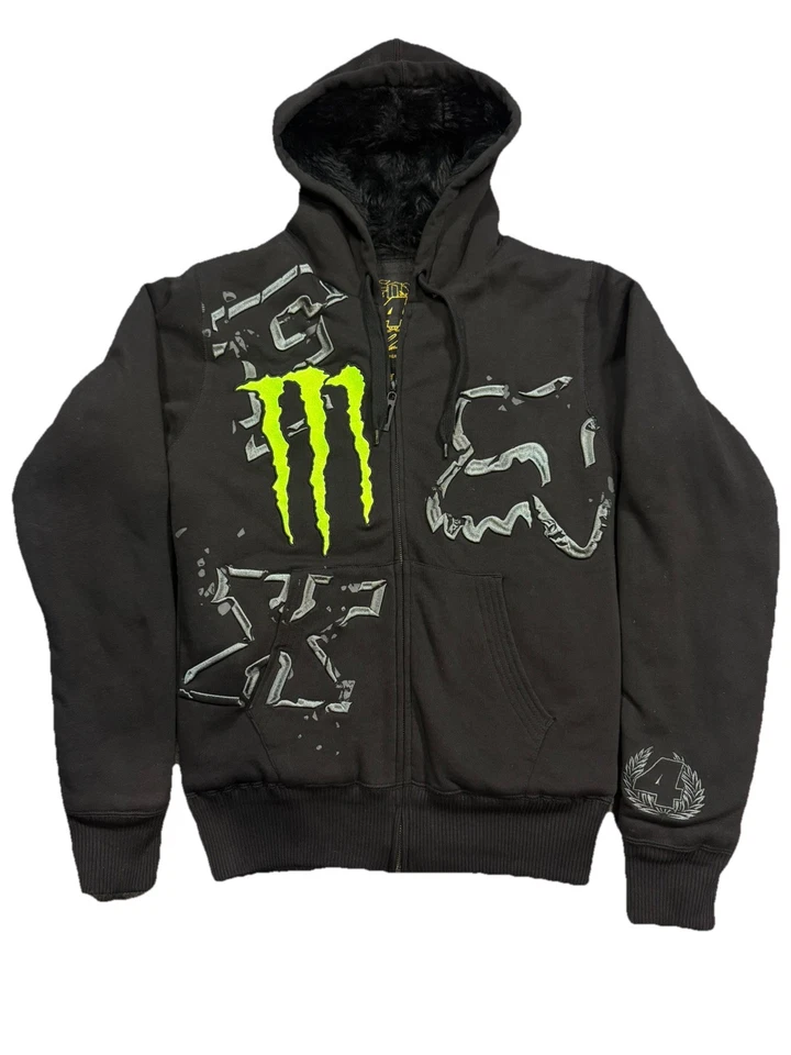 FOX Racing x Monster Energy Ricky Carmichael Hoodie S Sherpa Forrado Y2K Moto RARO - Imagem 1 de 4
