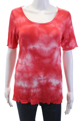 Helmut Lang Mujer Estampado Tie Dye Manga Corta Cuello Redondo Camiseta Roja Talla L Foto 1 de 4