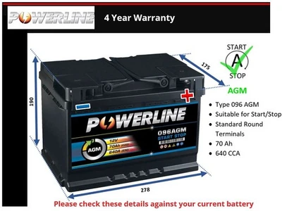 AGM Car Battery fits KIA SPORTAGE XCEED PICANTO SOUL OPTIMA 2006 on Stop Start - Image 1 of 4