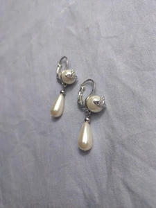 Vivienne Westwood Silver Pearl Drop with Orb Dangle Earrings - Picture 1 of 7
