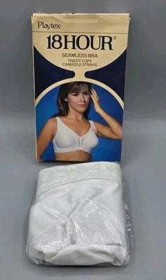 VINTAGE 1980s Playtex 18 Hour Seamless Bra, Tricot Cups, White Size 38 D - NEW - Image 1 of 4