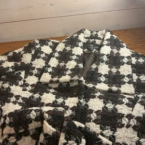 Willi Smith Small Wool Blend Houndstooth Jacket Lined Self Belt Old Money Chic - Picture 1 of 7