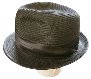 Sombrero Trilby Broner Jet Negro Para Hombre Banda Satinada 100% Poliéster Talla Pequeña/Mediana - Imagen 1 de 6