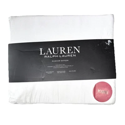 Ralph Lauren Nuevo en Paquete Juego de Sábanas King BLANCO SÓLIDO DUNHAM SATÉN 4 PIEZAS 100% ALGODÓN 300 TC Foto 1 de 4