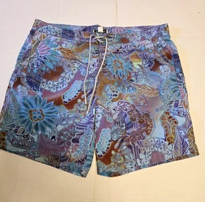 Bugatchi Uomo Mens Swim Trunks Shorts Sz 2XL Hawaiian Lined Floral Tie Dye EUC - Picture 1 of 5