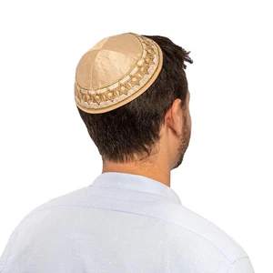 Yair Emanuel Kippah - Embroidered - Magen David - Gold - Picture 1 of 4