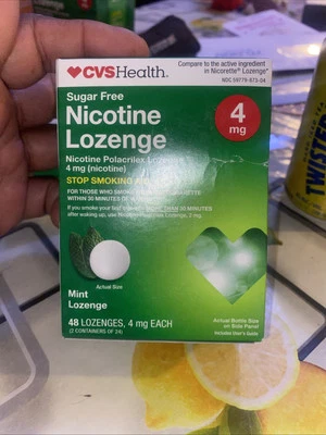 Sealed! CVS Sugar Free Nicotine Lozenge 4mg Mint Flavor 48 Lozenges Exp 10/2025 - Image 1 of 3