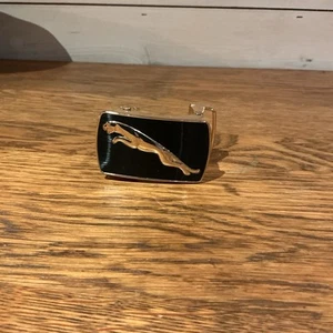 Jaguar Automobile Black And Gold Tone Belt Buckle Slim Car Lover Merch - Picture 1 of 4
