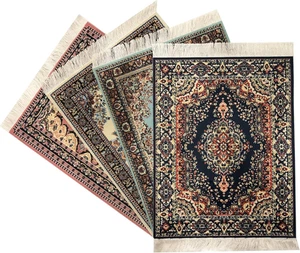 Set of 4 Dollhouse Rugs, Miniature Doll House Accessory, 10X7 Carpets, Rectangle - Picture 1 of 12