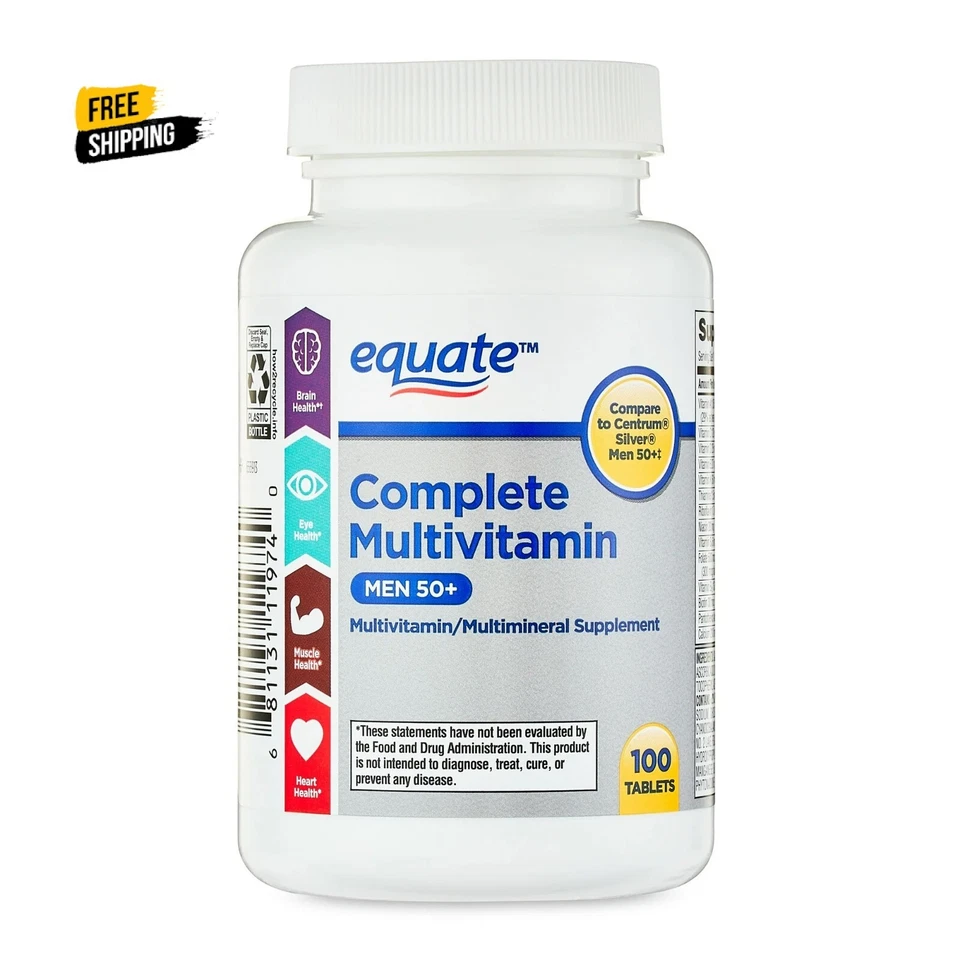 EQUATE Complete Multivitamin Tablets Men 50 Plus 100 Count