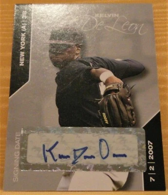 2008 Just Minors Kelvin DeLeon Silver Edition Rookie Autograph NY Yankees 2/10  - Image 1 of 2