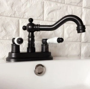 Oil Rubbed Brass Swivel Ceramics Handle Sink Faucet 4" Basin Mixer Tap 8hg074 - Picture 1 of 8