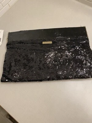 Kate Spade NWT $365 Brynn Sz Medium Black Sequin Clutch Shoulder Handbag (flaw) - Image 1 of 4