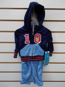 Set riscaldante baseball in velluto blu per bambini dolce e morbido $50 2 pezzi taglia 0/3 m-6/9 m - Foto 1 di 6