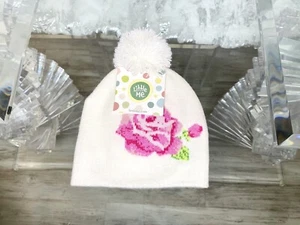 New White Pink Baby Infant Little Girl Knit Winter Tossle Hat Mittens Set 12-24M - Picture 1 of 6