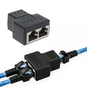 RJ45 Splitter Adapter 1 to 2 Ways Dual Female Port CAT7/6/5 LAN Ethernet Cable - Picture 1 of 11
