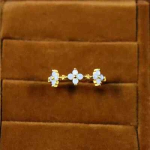 Vintage Tiny Blue Opal Ivy Blossom Flower 14k Gold Plated Dainty Ring-Size 7 - Bild 1 von 6