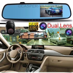HD 1080P 4.3" Dual Lens Car DVR Dash Cam Video Camera Recorder Rear View Mirror - Picture 1 of 8