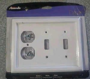 AMERELLE Wall Plate Wallplate Cover 3 Gang 2 Toggle 1 Duplex Composite White - Picture 1 of 2