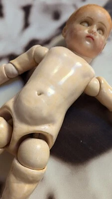 poupée ancienne attribuée a Kestner 36 cm vers 1875 tete en cire - Photo 1/4