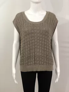 Apt 9 Womens Size L Top Knitted Tunic Kaki Gray Tan Blouse Short Sleeve NWT - Picture 1 of 12