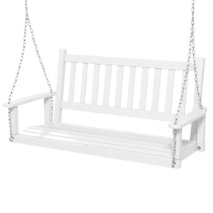 2-Person Wooden Outdoor Porch Swing Heavy Duty Patio Hanging Bench Chair - Picture 1 of 10