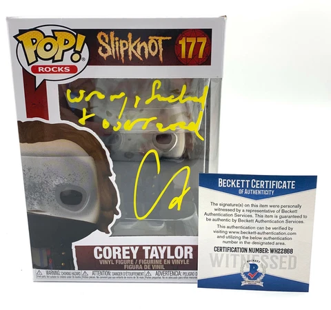 COREY TAYLOR SIGNED AUTOGRAPH 'SLIPKNOT' FUNKO POP BECKETT BAS 14 W@W LYRICS Cover