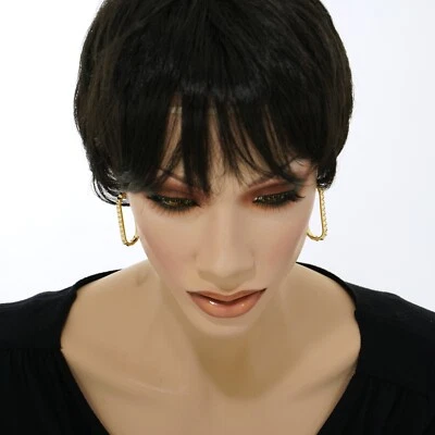 PENDIENTES COLGANTES NINE WEST Mujer TEXTURIZADO RECTANGULAR ARO DORADO Brillante Foto 1 de 4