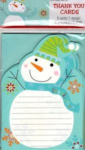 Thank You For Your Christmas Gift Presents Snowman Cards Set of 8 - New & Sealed - Picture 1 of 3