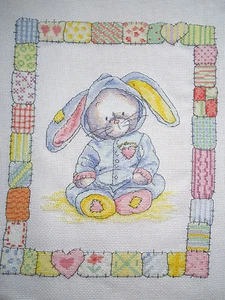 Bunny - Sleep Time FINISHED COMPLETED CROSS STITCH (135-1015) - Picture 1 of 8