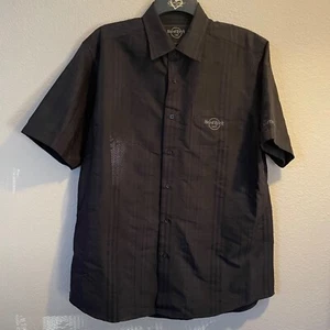 Hard Rock Cafe Amsterdam Dress Shirt Mens Size Large Black Short Sleeve - Picture 1 of 8