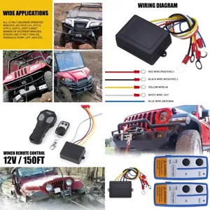 Wireless Remote Control Kit Truck For Jeep Car Atv Winch Dump Trailer 150Ft J - Picture 1 of 13