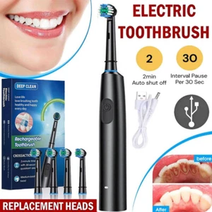 Electric Toothbrush Rotary Rechargeable Electric Toothbrush for Adults Rotating - Picture 1 of 18
