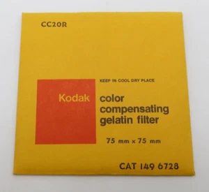 KODAK Color Compensating Gelatin Filter 3 Inch 7.6 cm Square CC20R CAT 149-6728 - Picture 1 of 2
