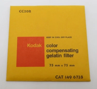KODAK Color Compensating Gelatin Filter 3 Inch 7.6 cm Square CC20R CAT 149-6728 - Image 1 of 2