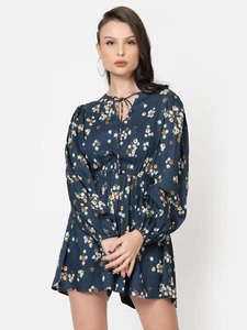 Universal Summer Floral Print Puff Sleeve Short Baggy Women's Romper Jumpsuit - Picture 1 of 7