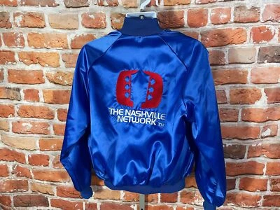vintage The Nashville Network satin bomber promo jacket  L country 80s 90s promo - Image 1 of 4